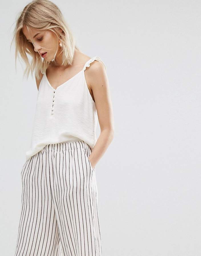 MANGO Ruffle Strap Tank Top