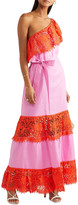 Thumbnail for your product : Miguelina Rezina One-shoulder Guipure Lace-trimmed Linen Maxi Dress