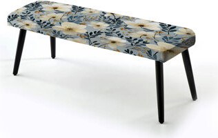 East Urban Home Torain - Floral Upholstered Black Bench