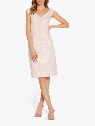 Adrianna Papell Metallic Floral Sweetheart Neck Dress, Pink