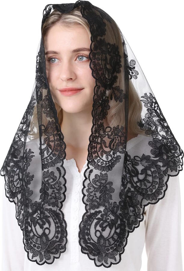 Ammmscaf Damen Schleier Mantilla - Traditioneller Spitzenschleier Für Kirche & Besondere Anlässe