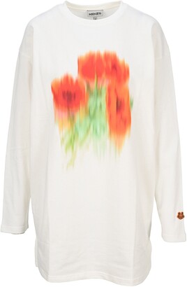 Kenzo Blurred Floral Print Sweatshirt Dress
