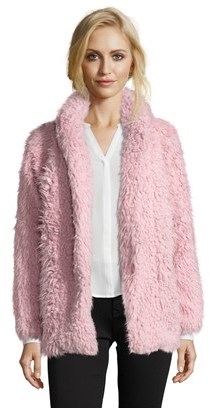 Romeo & Juliet Couture Woven Longsleeve Fluffy Fur Coat.