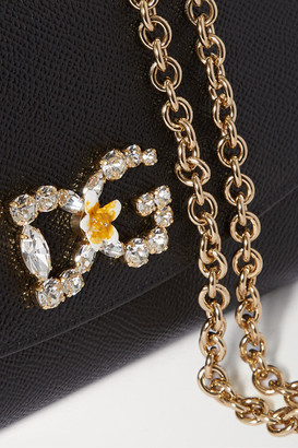 Dolce & Gabbana Mini Crystal-embellished Textured-leather Shoulder Bag - Black