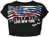 Philipp Plein Flag print cropped T-shirt