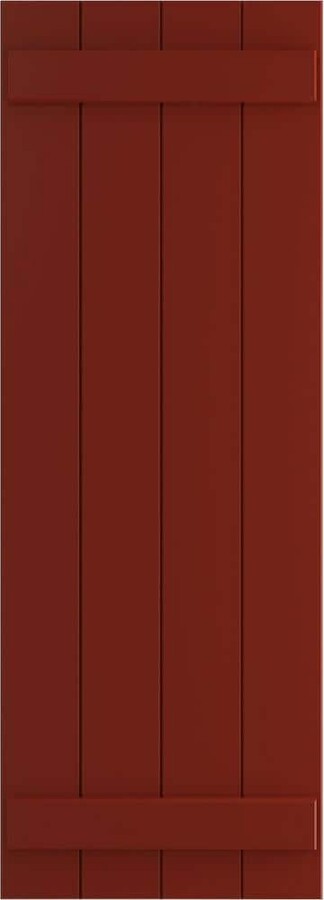 21 1/2" x 76" True Fit PVC Four Board Joined Board-n-Batten Shutters, Pepper Red (Per Pair)