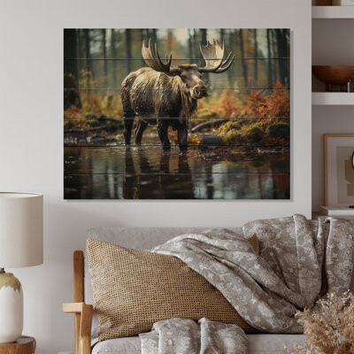 Loon Peak Brown Yellow Moose Canada On Wood Print