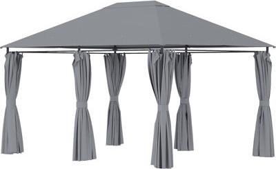 Latitude Run 13' X 10' Outdoor Patio Gazebo Gray - Canopy Steel Frame For Garden Lawn Backyard & Deck Lightweight Portable Gazebo In Gray. 6 Sidewalls - Can