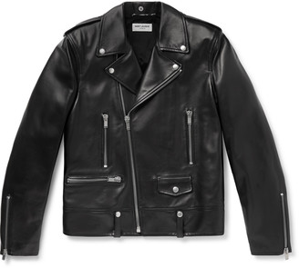 Saint Laurent Slim-Fit Leather Biker Jacket - ShopStyle