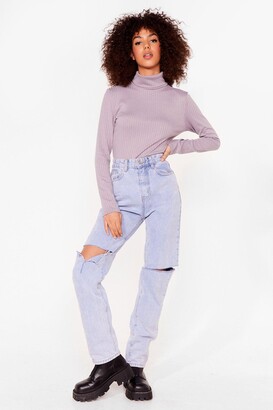 Nasty Gal Womens Roll With It Ribbed Turtleneck Jumper - Purple - 6