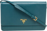 Thumbnail for your product : Prada Teal Blue Saffiano Leather Crossbody Bag
