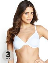 Thumbnail for your product : Intimates Solutions Non Padded T-shirt Bras (3 Pack) - White, Assorted Brights