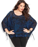 Thumbnail for your product : MICHAEL Michael Kors Size Printed Drawstring-Sleeve Blouse