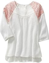 Thumbnail for your product : Old Navy Girls Crinkle-Gauze Printed-Yoke Tops