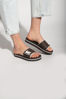 michael michael kors glitter mk logo slides