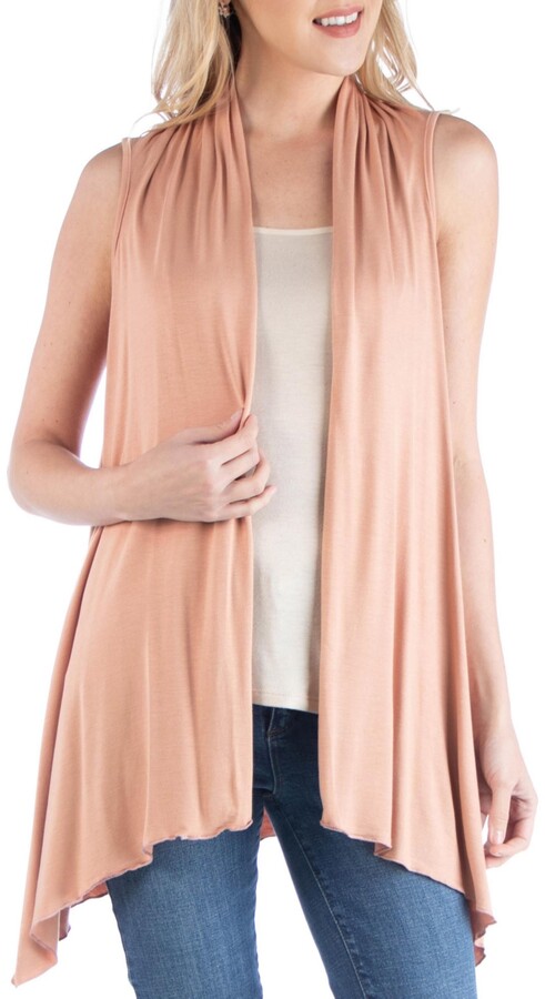 2LUV Womens Draped Open Front Jersey Knit Vest