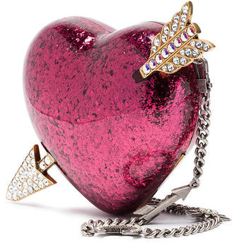 Gucci Pink Heart Crystal Embellished Clutch