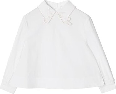 Burberry Children Cora EKD Shirt (Toddler/Little Kid/Big Kid) Girl's Clothing White : 4 Years, Cotton/Elastane