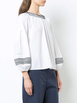 Joie embroidered puff sleeve blouse