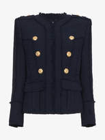 Balmain Collarless tweed military jacket