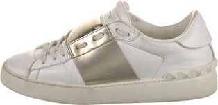 Valentino Rockstud Accents Leather Sneakers
