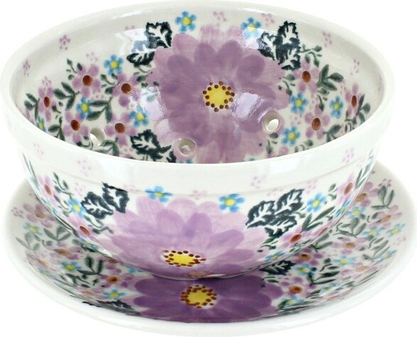 Blue Rose Pottery BlueRosePolishPotteryLilacGardenBerryBowlwithSaucer