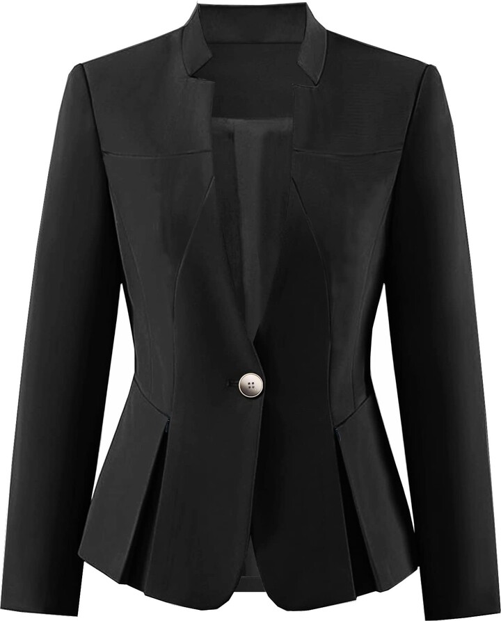 ZHANCHTONG Women's Open Front Office Work Business Crop Suit Blazer