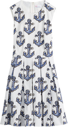 RED Valentino Pleated Dress with Anchor Print