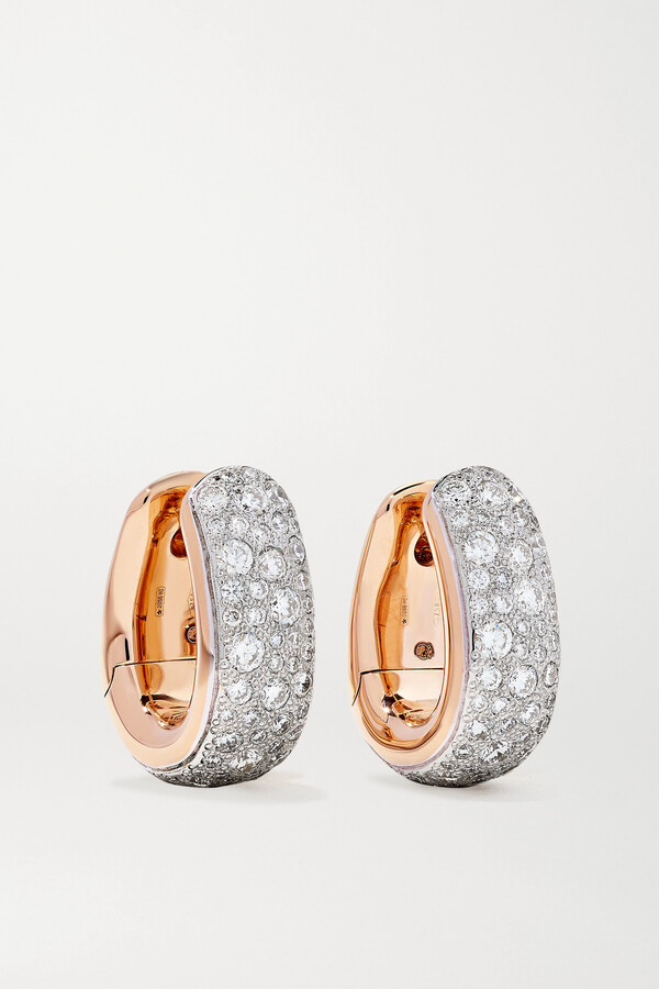 Pomellato Iconica 18-karat Rose And White Gold Diamond Hoop Earrings - Rose  gold - ShopStyle