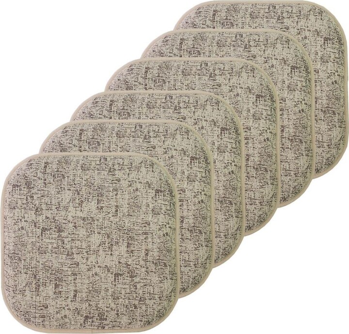 Sweet Home Collection Broadway Square Memory Foam 16 in.x16 in. Non-Slip Back, Chair Cushion (6-Pack), Cream/Chocolate
