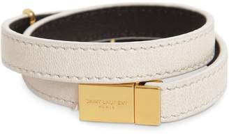 Saint Laurent Double Wrap Leather Bracelet