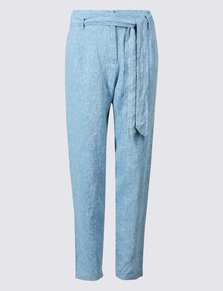 Marks and Spencer Pure Linen Textured Peg Trousers