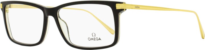 Omega Men's Rectangular Eyeglasses OM5014 005 Black/Gold 58mm