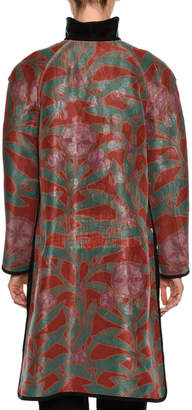 Giorgio Armani Satin Reversible Coat with Floral-Print & Sheer Lattice