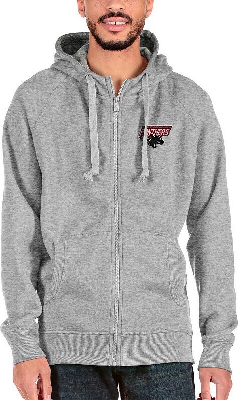 Men's Antigua Gray Clark Atlanta University Panthers Victory Full-Zip Hoodie
