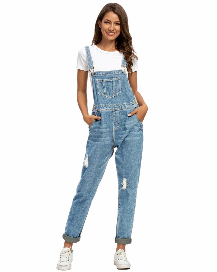 Stretch Denim Cuffed Overalls with Adjustable Straps WallFlower Jeans Girls' Overalls 