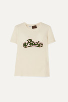 Thumbnail for your product : Loewe Paula's Ibiza Appliqued Cotton And Silk-blend Jersey T-shirt - Cream