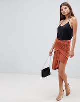 Thumbnail for your product : ASOS Design Slinky Jersey Mini Skirt With Wrap Front