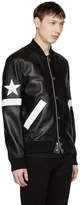 Thumbnail for your product : Givenchy Black Leather Star and Stripe Bomber Jacket