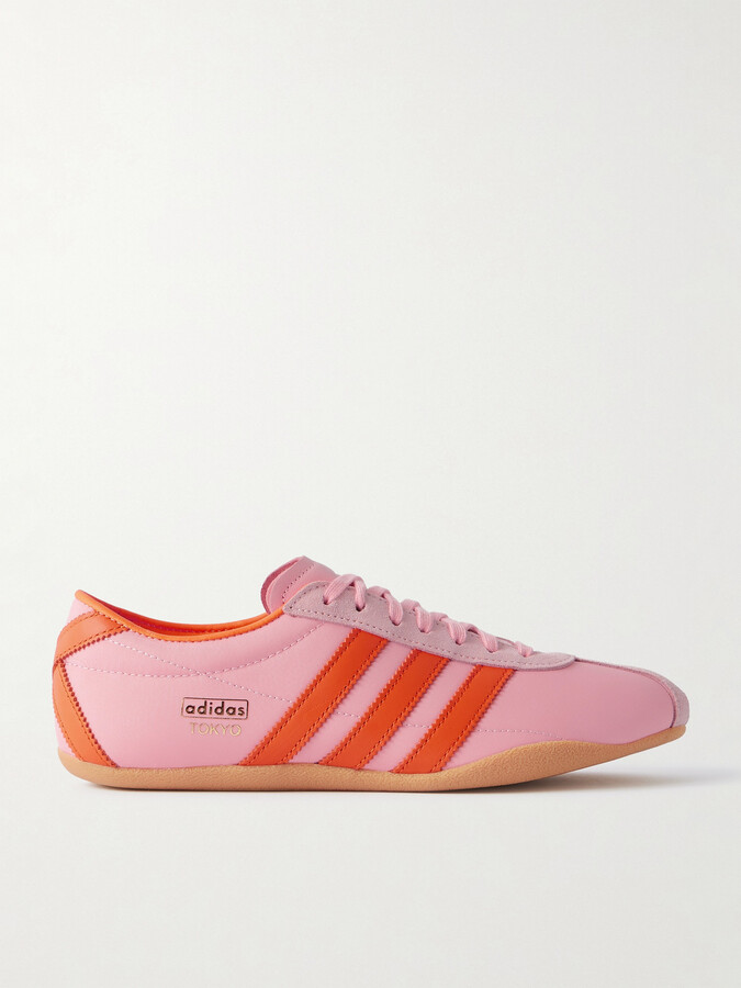 adidas Tokyo W Leather And Suede-trimmed Shell Sneakers - Pink