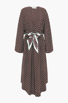 Zimmermann Belted Polka-dot Silk-crepe Midi Dress