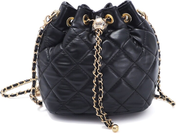 ADORNIA Black Cushion Quilted Gold Chain Adjustable Crossbody Bag