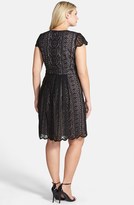 Thumbnail for your product : Adrianna Papell Pleat Filigree Lace Fit & Flare Dress (Plus Size)