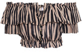 Thumbnail for your product : Zimmermann Jaya Off-the-shoulder Cropped Striped Cotton Top