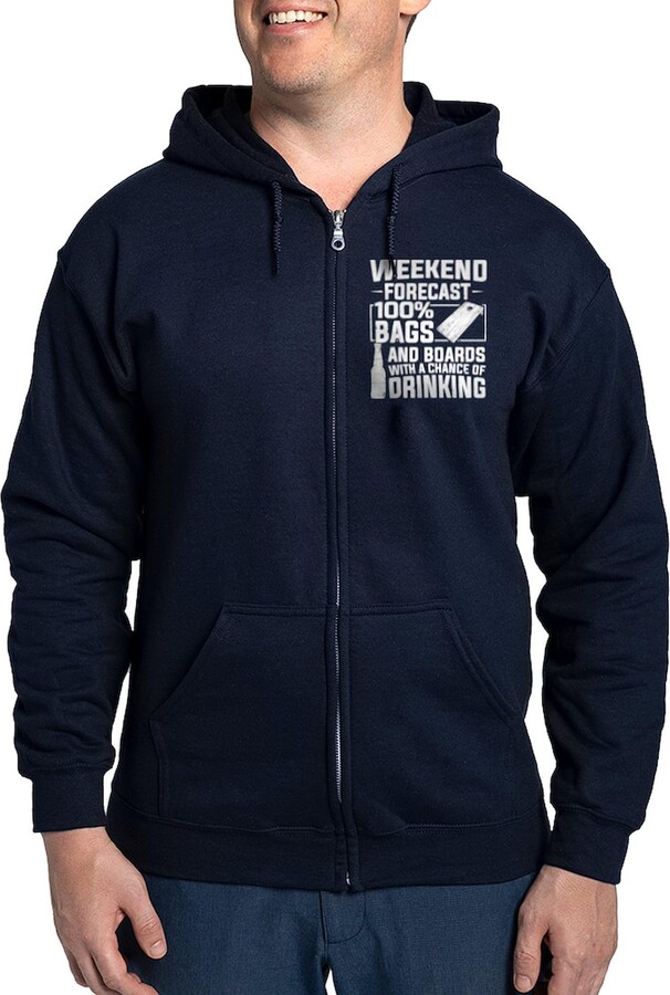 CafePress Weekend Forecast 100% Bags Board Drinki Sweatshirt Men's Dark Zip-Up Hoodie Sweatshirt Black