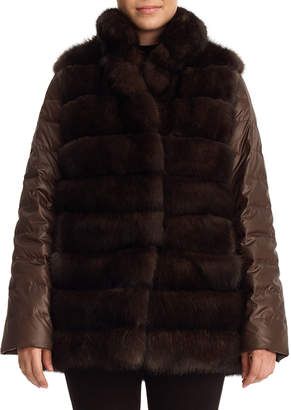 Christia Sable Fur & Silk Two-Piece Down Jacket