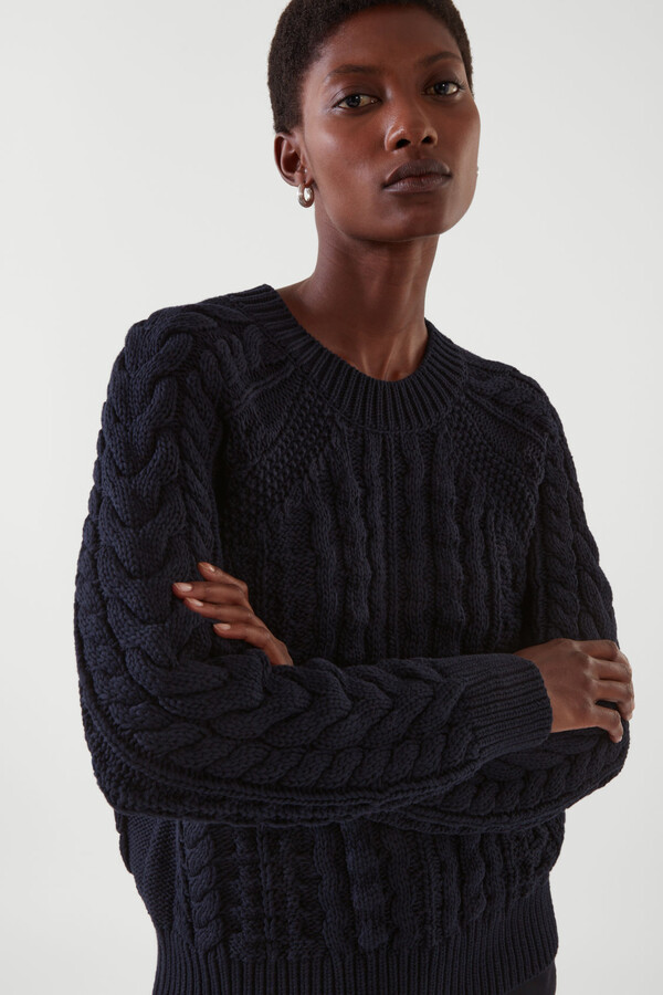 Womens Navy Cable Knit Jumper | Shop the world's largest 