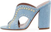 Thumbnail for your product : Tabitha Simmons Celia Studded Denim Mule Sandal, Blue