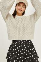 Thumbnail for your product : Topshop Blouson cropped cable sweater