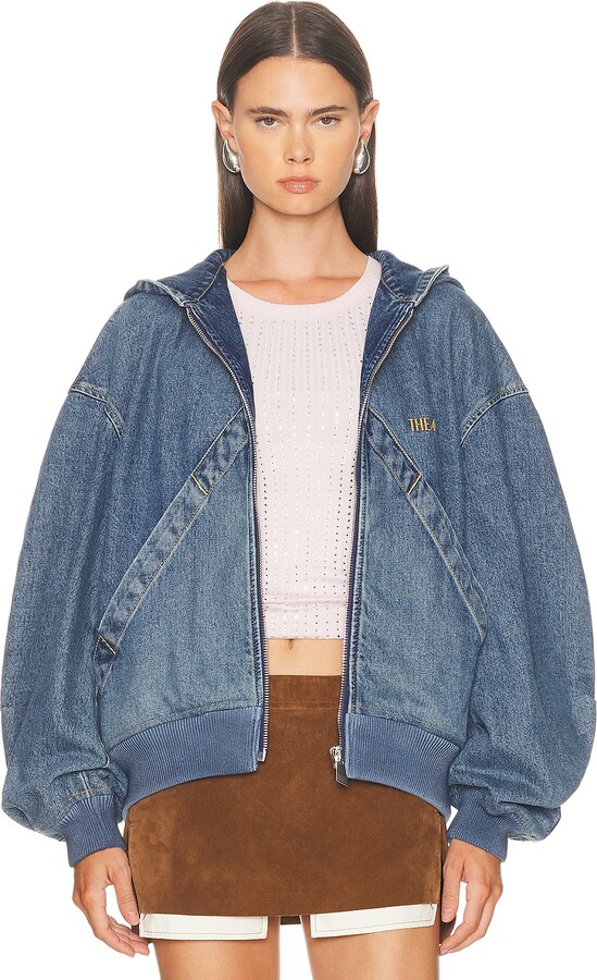 THE ATTICO Denim Bomber Jacket in Blue
